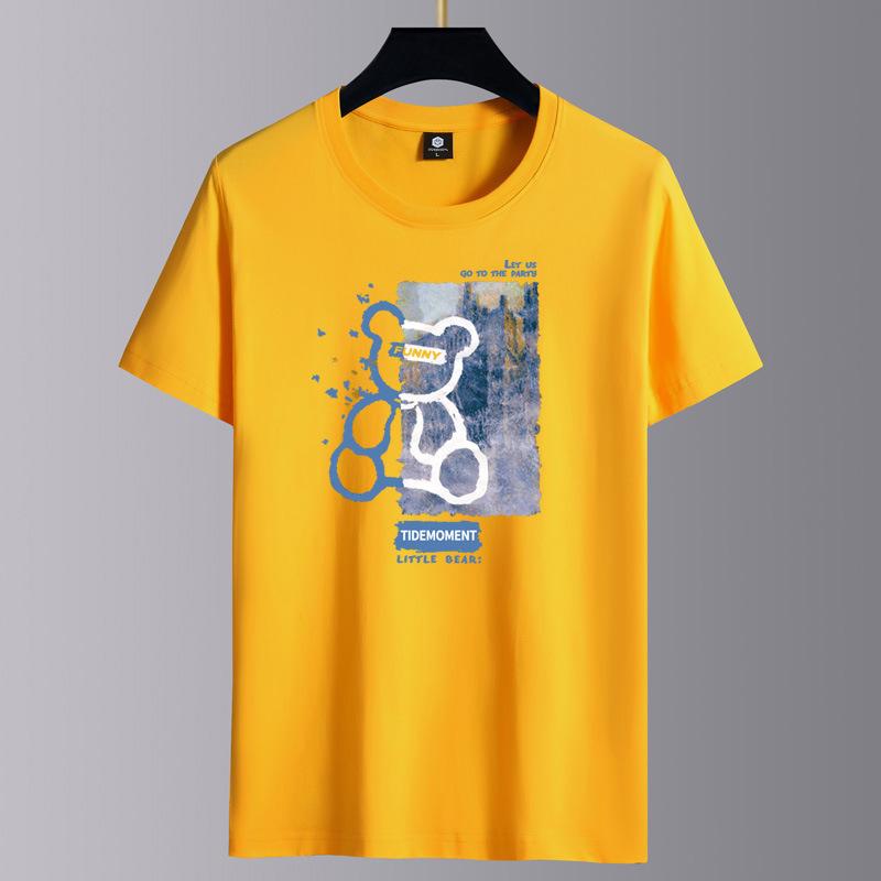 Мужская летняя 2025 хлопковая свободная повседневная футболка с коротким рукавом