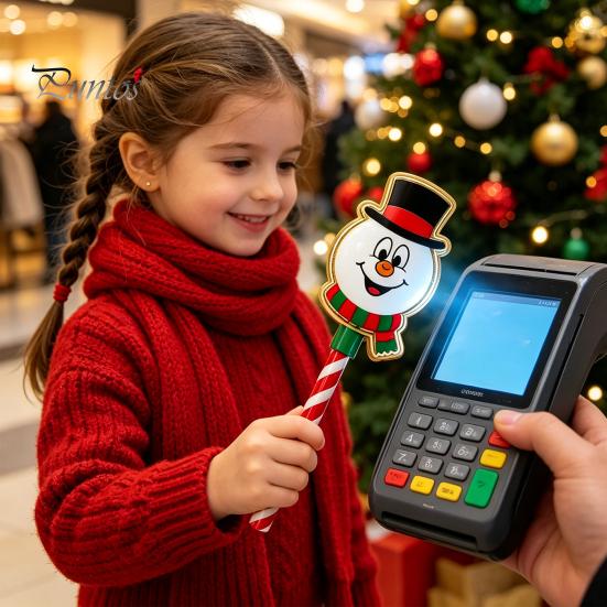 Christmas Payment Wand Tap Wand, Contactless Credit Card Holder with Candy Festive Tool Cane Handle, 3D Printed Holiday Checkout Prop for Xmas