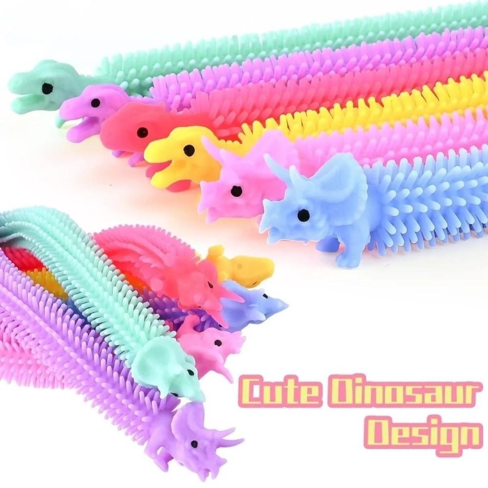 10pcs Stress Relief Stretch Fidget Toy Soft Dinosaur Squeeze Toy Fun Stretching Rope Toy Kids
