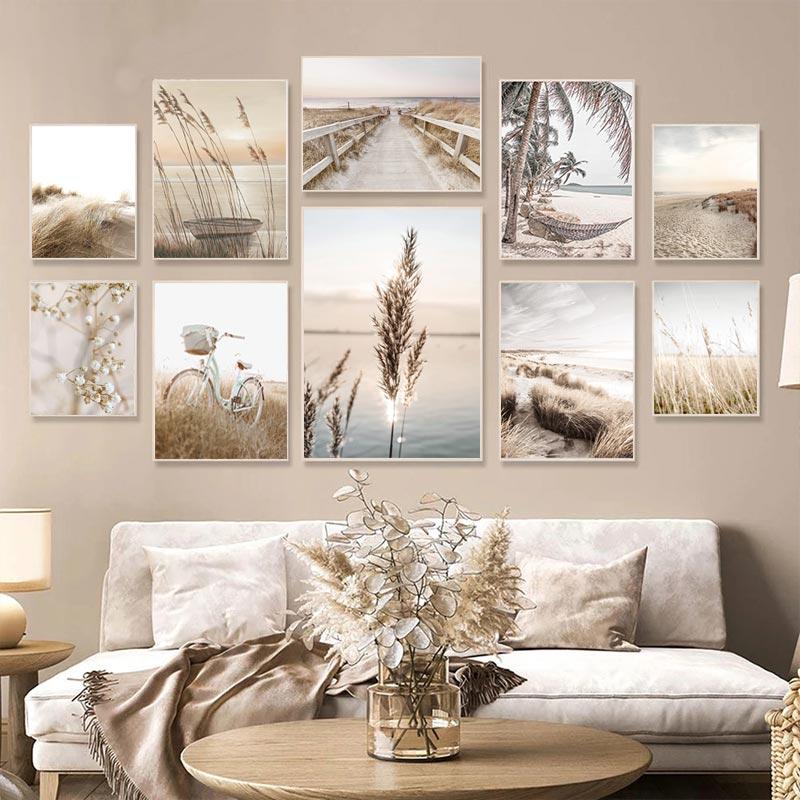 Coconut Lake Canvas Posters Landscape Art Painting Countryside Scenery Beige Wall Art Prints Nordic Pictures Living Room Decor