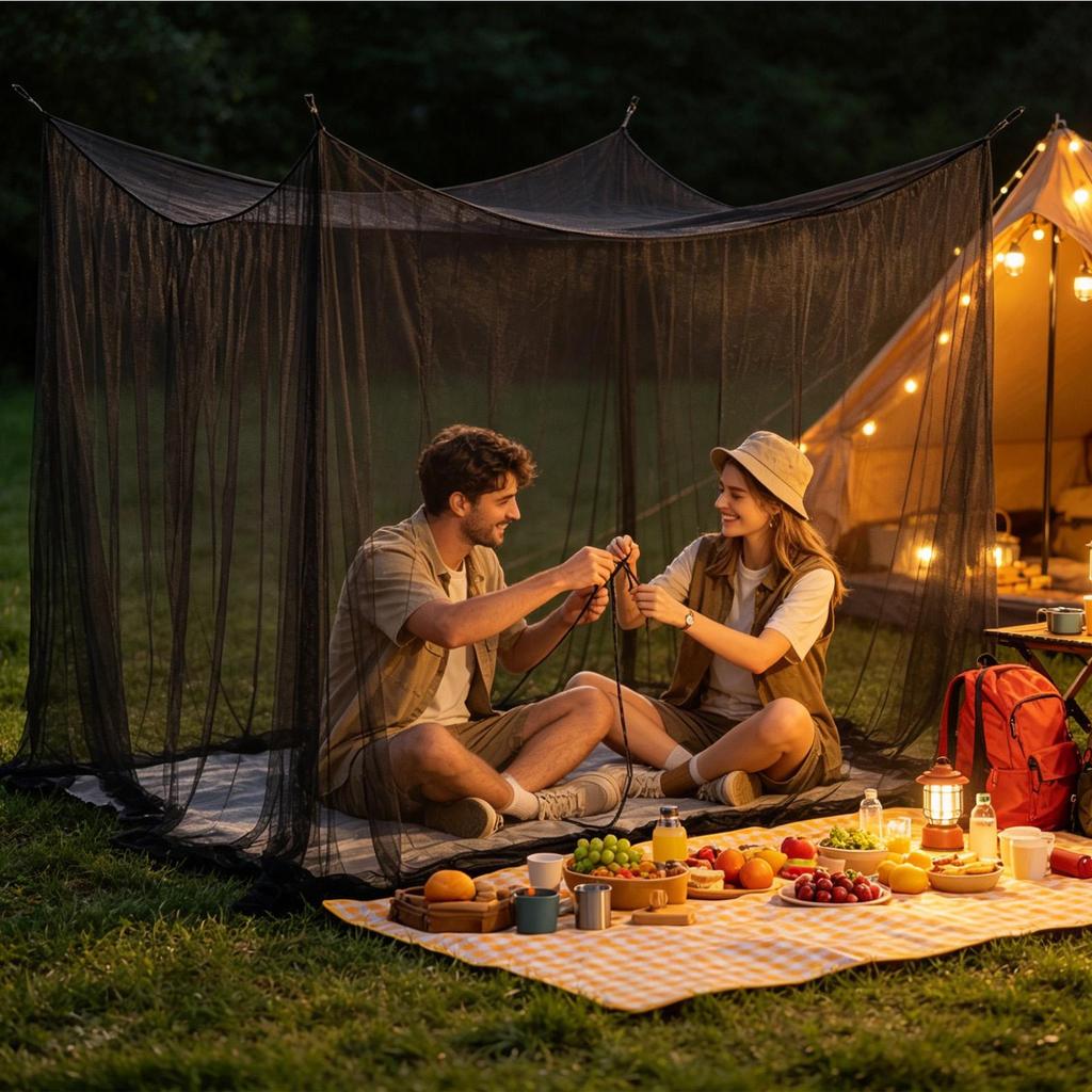 Summer Outdoor Camping Mosquito Net Easy Installation Corner Mounting Portable Netting Travel Mesh Bed Curtain Net