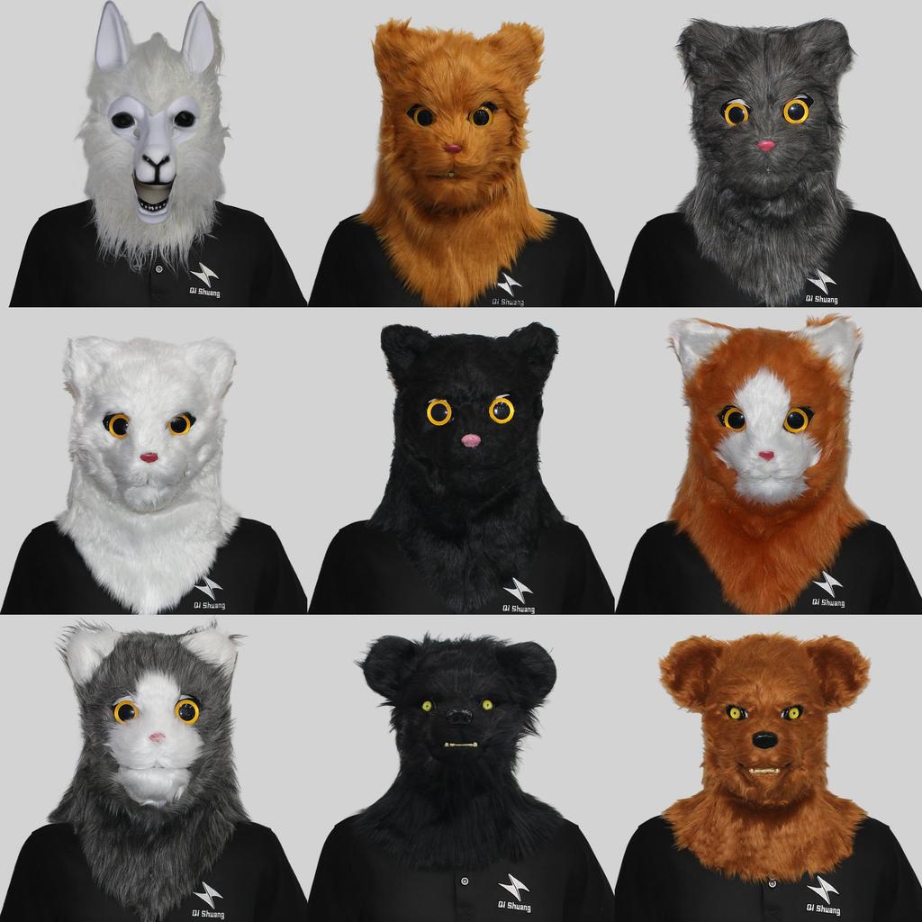 Уморительные маски голов животных с открывающимся ртом, изображающие гориллу, тигра, волка, для праздничных мероприятий