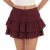 Женская спортивная юбка, эластичная, с высокой талией, на шнуровке, однотонная мини-юбка
