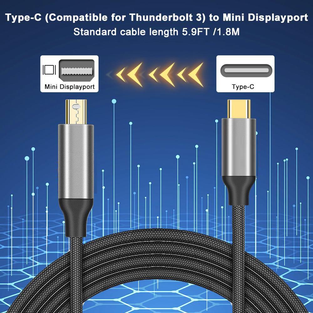 Кабель-адаптер HDTV 1,8 м DisplayPort 1.4 USB 3.1 Type C на Mini DP Кабель 4K 60 Гц