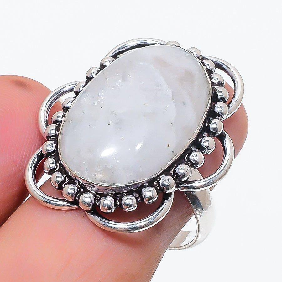 Moonstone Gemstone 925 Sterling Silver Jewelry Ring Size 9