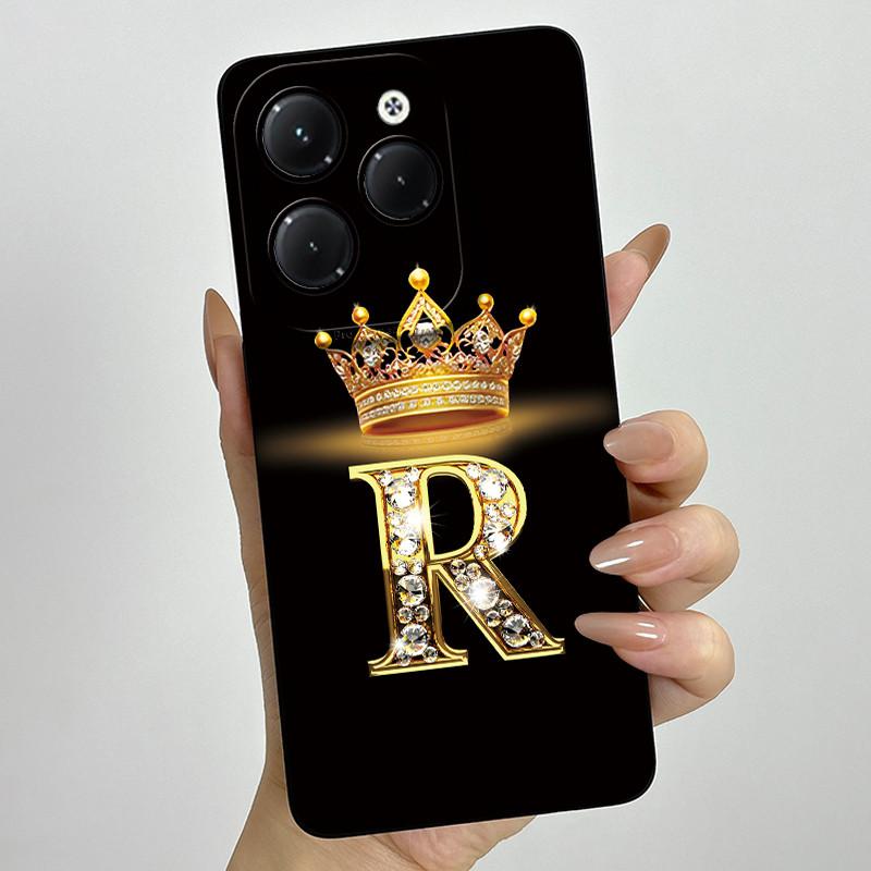 Чехол для Infinix Hot 40 Pro 40i Корона Буква Funda Мягкая Жидкая Силиконовая Задняя Крышка Для Infinix Hot40 Hot40i 40Pro Бампер Оболочка