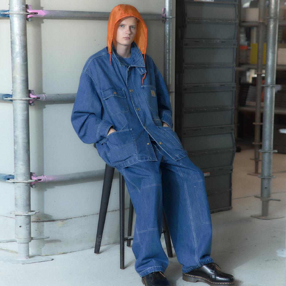 Carhartt WIP X INVINCIBLE Коллаборация Брюки с удаленным карманом и двойным коленом Унисекс Синие A242055-01-06