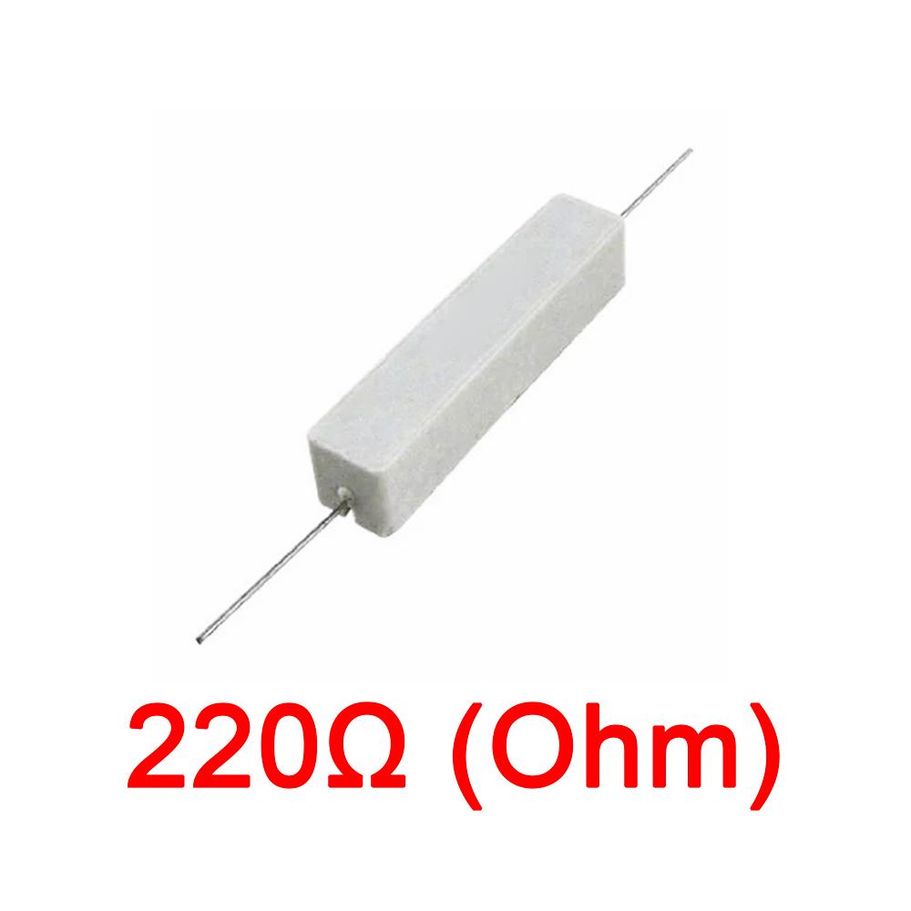 10PCS Wirewound Ceramic Cement Power Resistor Fixed Horizontal 20W Watt 0.1ohm - 100Kohm Vertical Axial Lead Resistance 5% 0.1/0.22/0.47/100/1K R Ohm