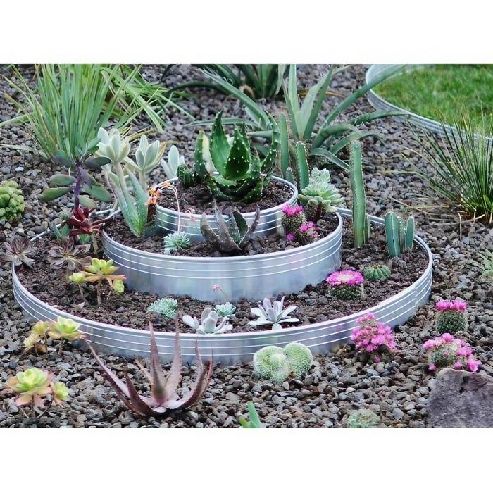 Bordure de gazon en aluminiumminium ultra renforcée 24 cm hauteur, 5 pièces de 1 m, épaisseur 3 mm
