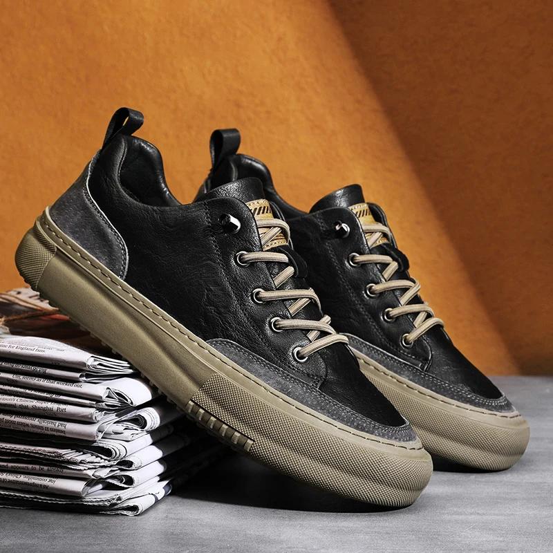Высококачественные кожаные мужские туфли на шнурках Tenis Masculino люксовый бренд мужская повседневная обувь дышащие кроссовки мокасины для скейтбординга