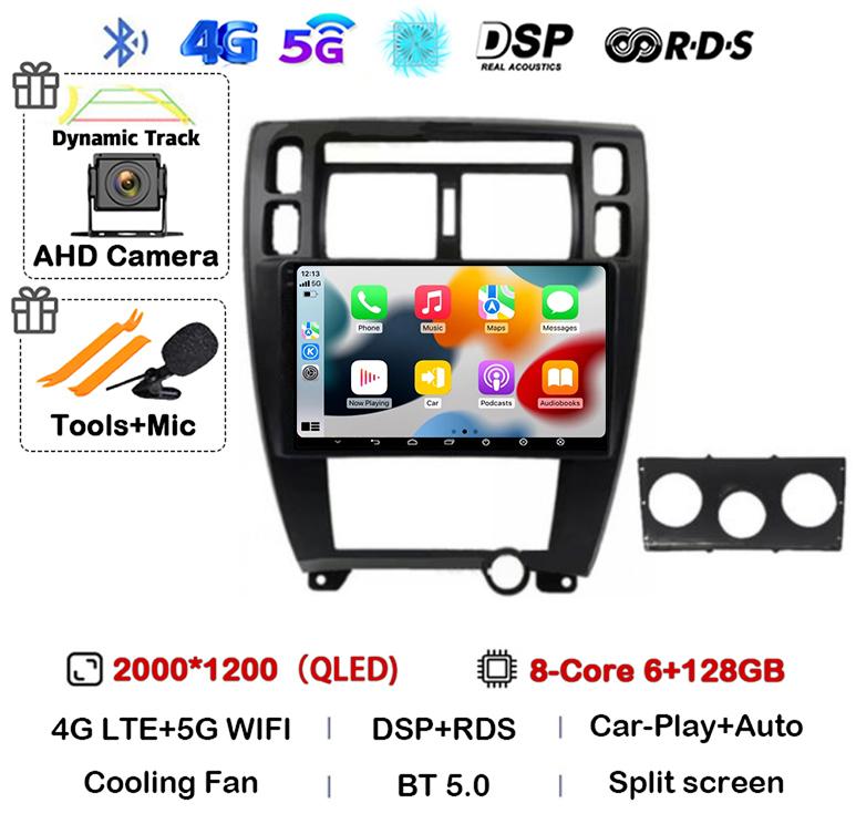 Android 14 Carplay Auto WIFI+4G Для Hyundai Tucson 2004 2005 2006 2007 2008 2009 Автомагнитола Мультимедийный Стерео Видеоплеер GPS BT