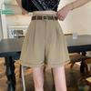 Женские свободные брюки с высокой талией, широкие, тонкие, шорты для костюма, летняя корейская версия, закатанные повседневные шорты