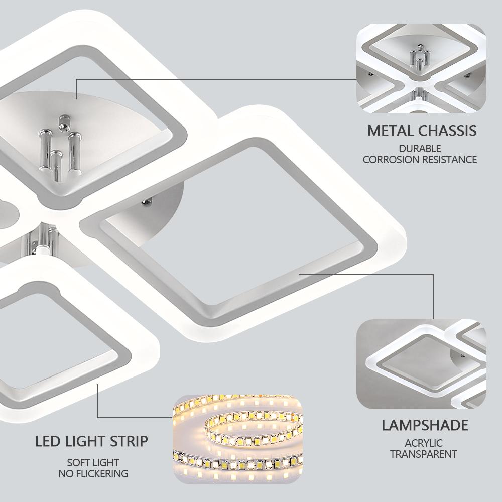 Потолочный светильник квадратный светодиодные огни Управление с пульта ДУ приложением лампы для спальни Внутренний блеск дом современный потолочный светильник
