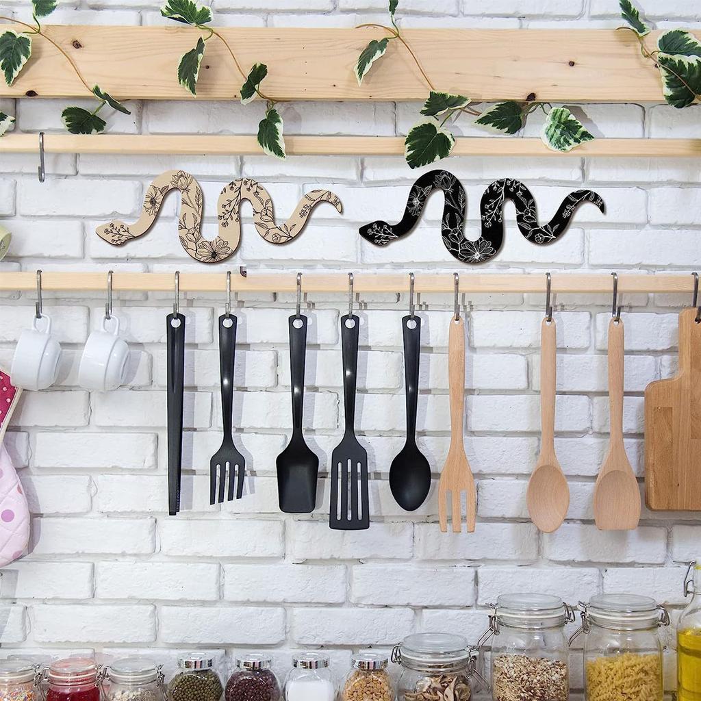 2 шт., деревянная змея, настенное украшение, ведьминское настенное украшение в виде змеи для кухни, спальни, офиса, земляной комнаты, дома