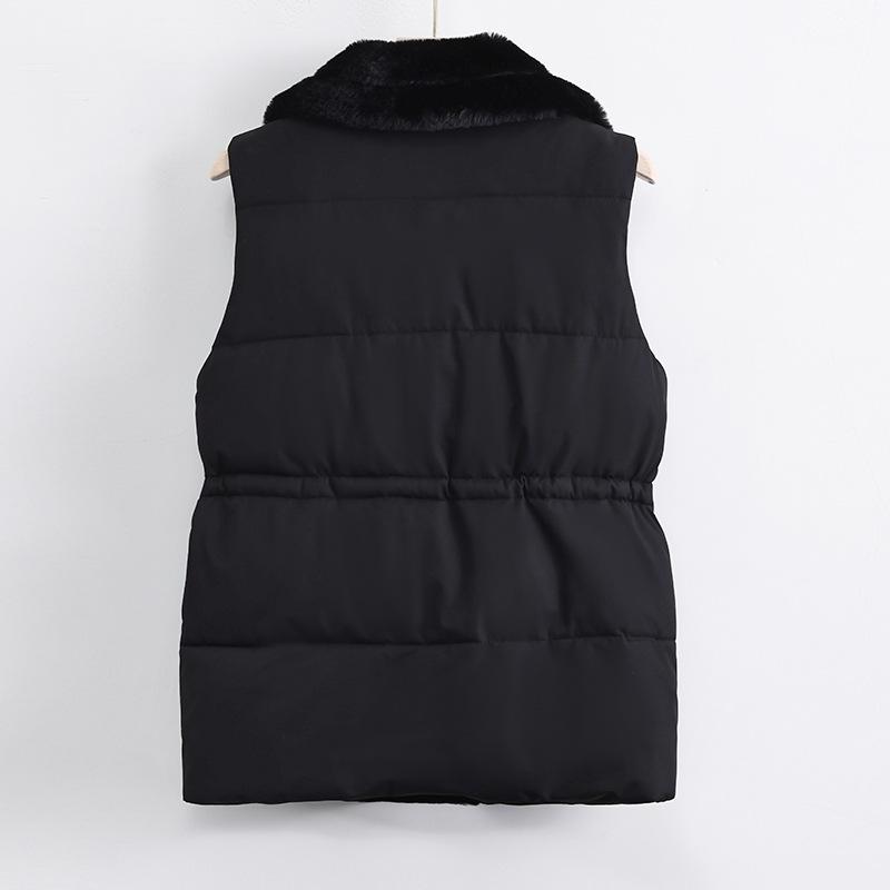 Women's Down Cotton Vest Autumn and Winter Style Padded Thermal Vest Long and Versatile Solid Color Shoulders