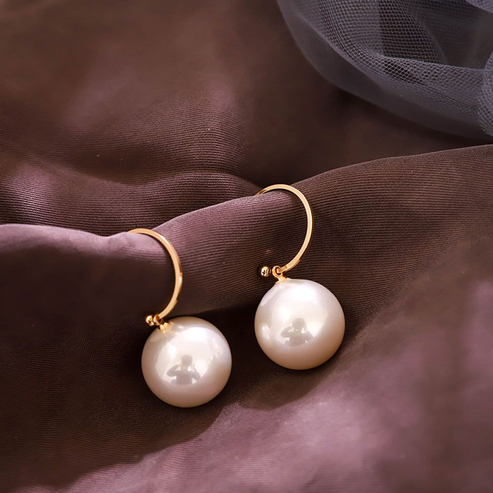 Pearl Large Round Pendant Bead Hoop Big Ball Dangle Earrings Jewelry Drop Earrings Stud Earrings