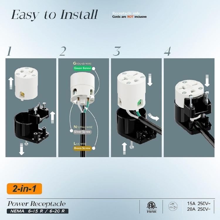 Нейлоновая электрическая розетка NEMA 6 15R 20R, 250 В, 15 А, 20 А, для мощных устройств