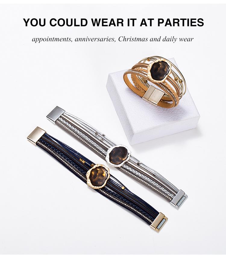 Handmade Leather Bracelet for Women Boho Jewelry Accessories