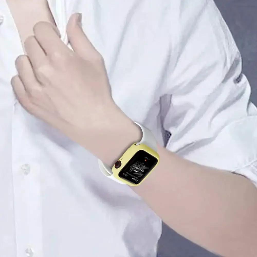Мягкий силиконовый чехол для Apple Watch 9 8 Ultra 49 мм 45 мм Защитная крышка Для iWatch серии 7 6 5 4 SE 40 44 41 мм Бампер