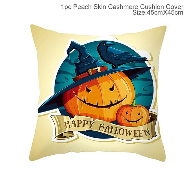 45x45cm Halloween Cushion Cover Pumpkin Bat Wizard Ghost Halloween Decor For Home Pillowcase Ornament Scary Halloween Party Gift