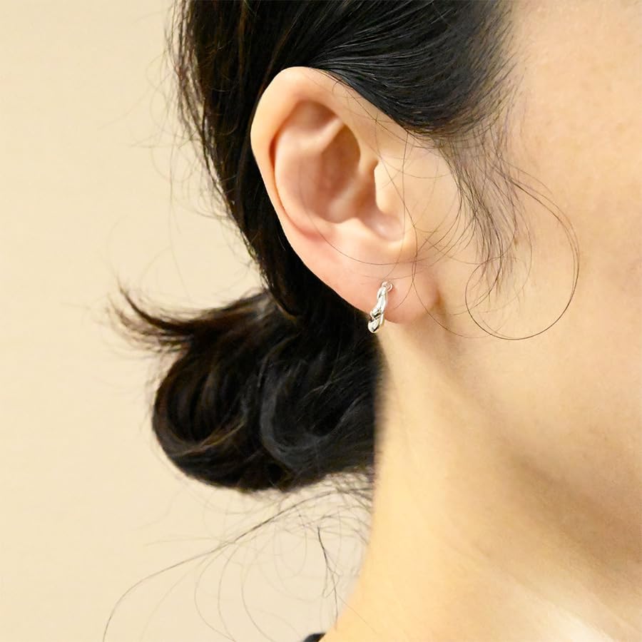 Sowi Croissant Hoop Earrings Mall Stylish Accessories Gift Present (EC Limited/Croissant Motif) (Silver 925) 308E0004-TY