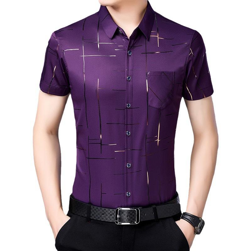 Мужская рубашка с коротким рукавом в стиле business casual для весны и лета, не требующая глажки и устойчивая к сминанию