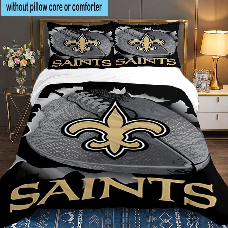 Who Dat Nation Football 3pcs Bedding Set,Including 1pc Duvet Cover And 2pcs Pillowcases Perfect Gift for Christmas,Ideal for Bedroom, Dormitory