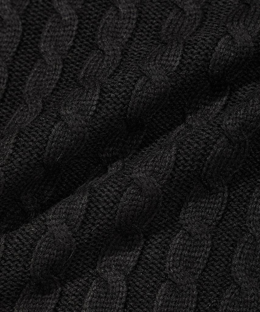 Кардиган Nodu Fisherman Cable с круглым вырезом, полуприлегающего силуэта, с длинным рукавом, вязаный, косами [Черный]