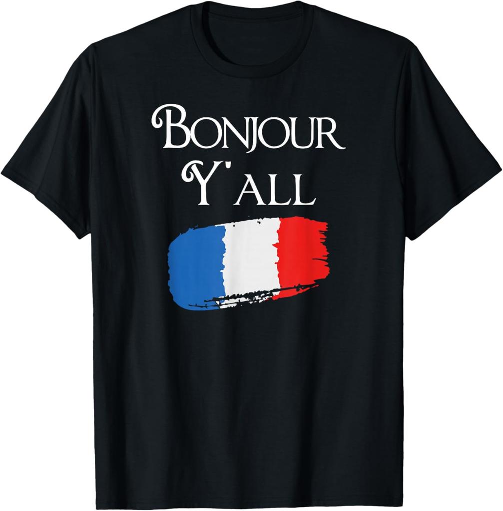 Bonjour Y'All Funny French Flag Shirt France Lover Gift T-Shirt Unisex Summer Streetwear Tops Short Sleeve Tee Camisas