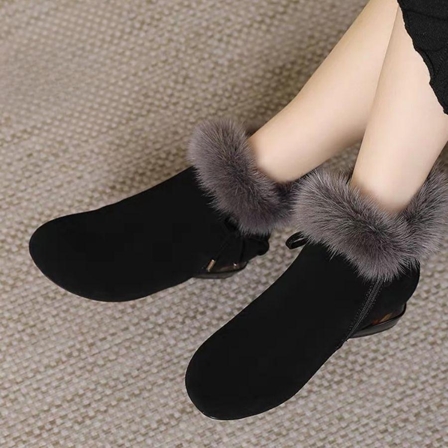 Нескользящие толстые плюшевые зимние сапоги женские зимние сапоги из искусственной замши с мехом женские теплые хлопковые подбитые туфли на платформе ботильоны
