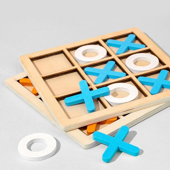 Wooden XO Board Game Two-Player Battle Toddlers Logical Thinking Training Kids Early Educational Desktop Toy Birthday Gift
