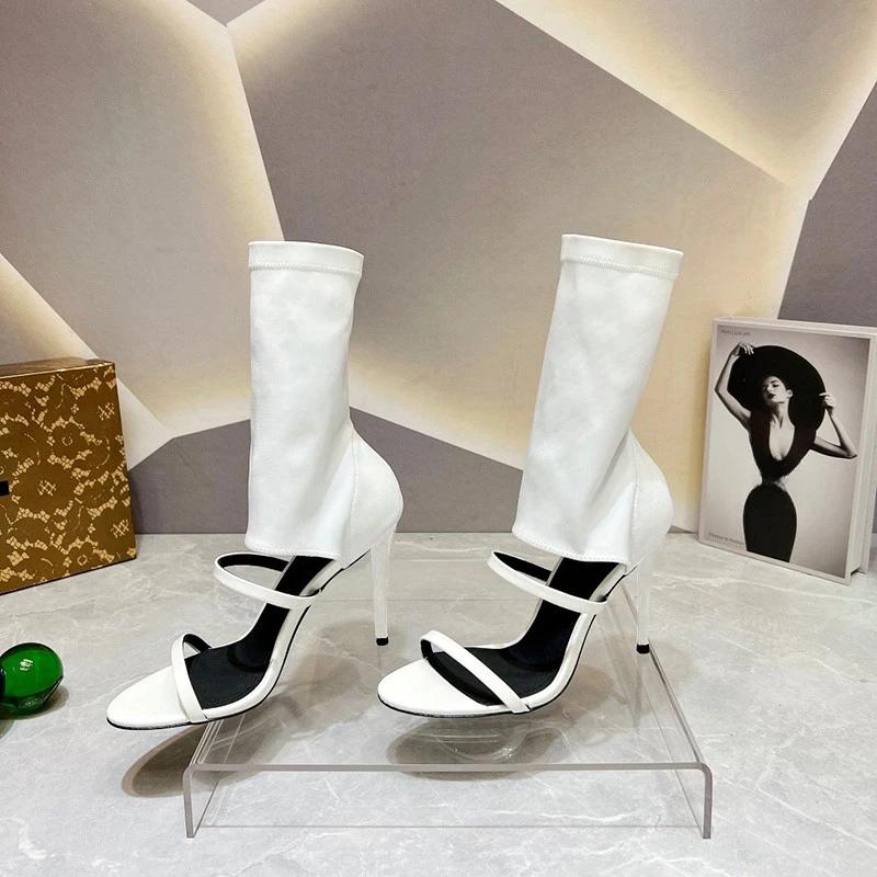 Autumn Fashion New Sexy Banquet Comfortable High Heels Pointed Toe Solid Color Hollow Sandals Zapatos Mujer