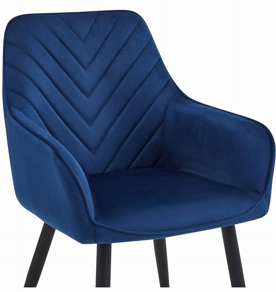 NANA chair - navy blue velvet / black legs x 2