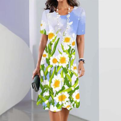 Новое женское платье с принтом в виде ромашки, элегантная длинная юбка больших размеров, женская одежда