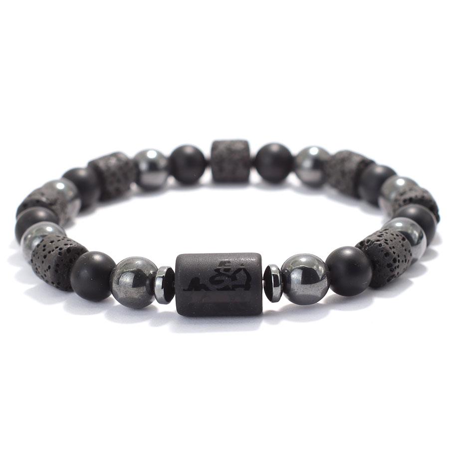 Twelve Constellations Men Bracelet Obsidian Lava Stone Braclet Retro Beads Hematite Yoga Healing Braslet Couple Wrist Accessories Gift For Him