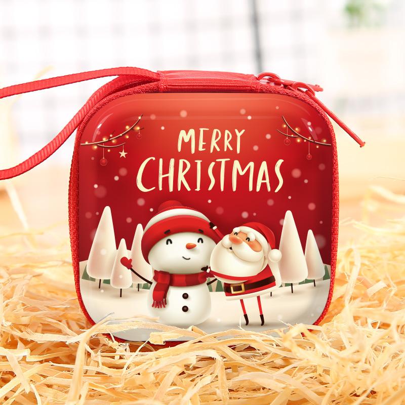 Christmas Decor Gift Zipper Wallet Children's Coin Purse Cute Santa Cartoon Holiday Gift Bags For Guests Wedding Birthday Party