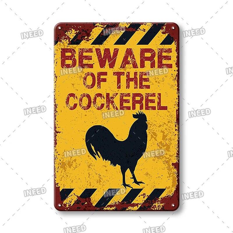 BEWARE OF Dog Cat Chicken Retro Plaque Metal Tin Signs Garden Yard Home Decoration Caution Kraken Plate Animal Warning Sign