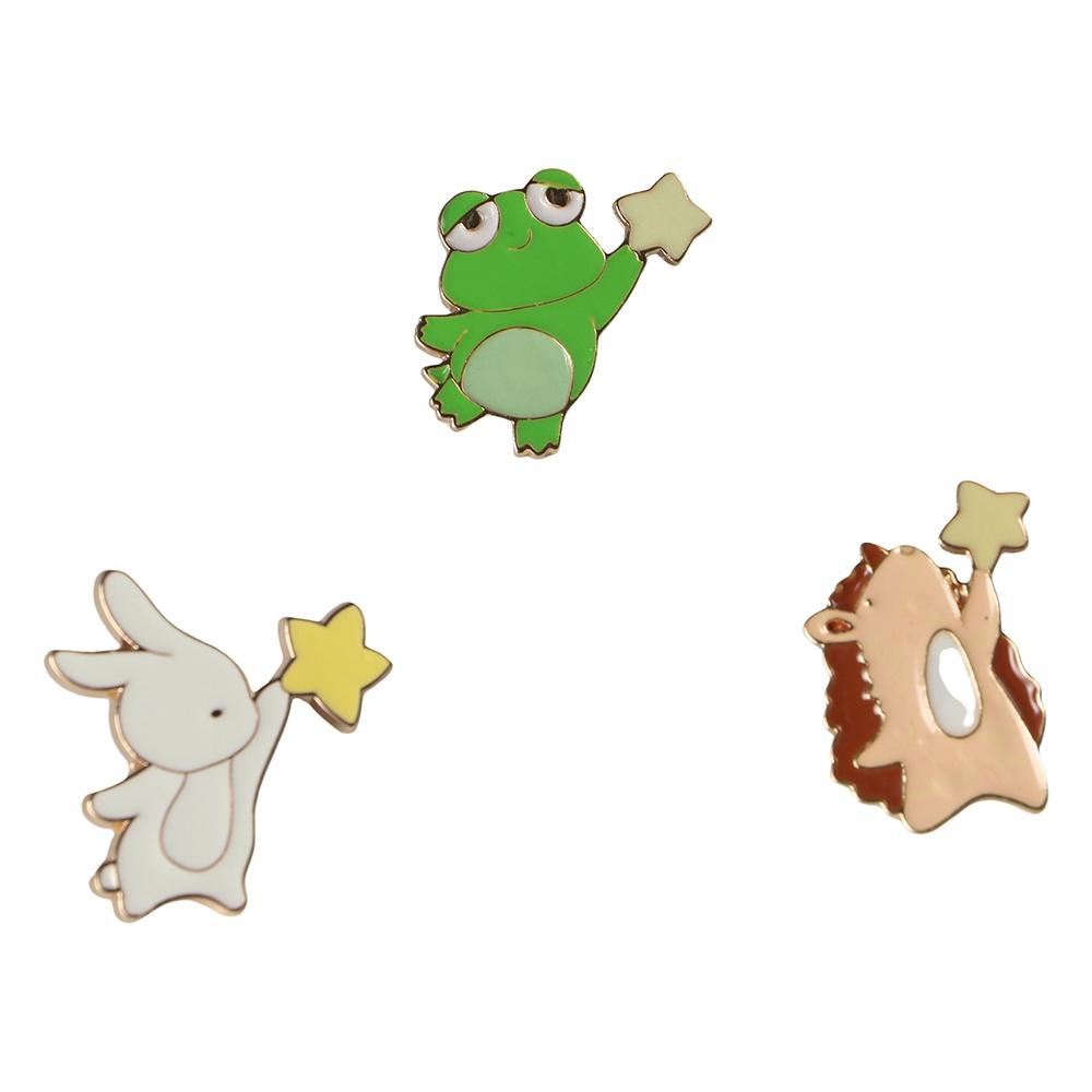 Значок с изображением медведя из эмали для выпечки, женская брошь, звезда, животное, значок в корейском стиле