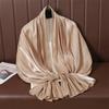 Fashion Design Classic Shiny Silk Scarf Women Soft Hijab Solid Color Handband Shawls Wraps Muslim Scarves Stole