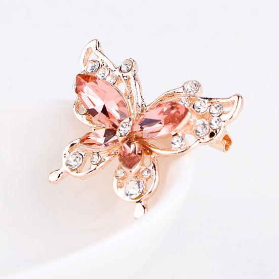 Женская брошь в форме бабочки из нержавеющей стали со стразами разных цветов для выпускного вечера