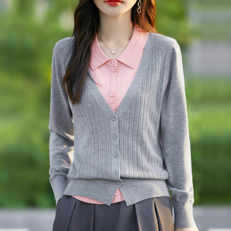 Женский кашемировый кардиган Qinghe кашемир 50% шерсть 50% шелк Женский осенне-зимний кашемировый кардиган мягкий и теплый