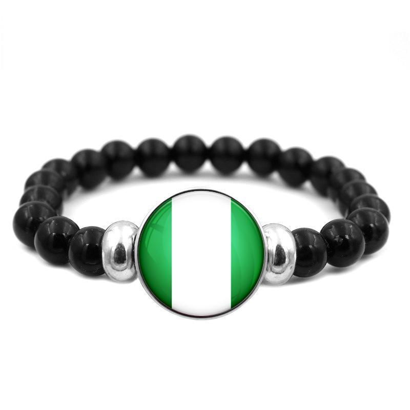287 Countries National Flag Snap Button Elastic Band Beads Country Flag Independence Day Bead Jewelry Beaded Bracelet