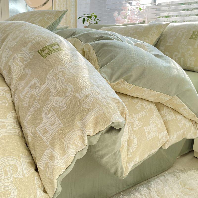 Супермягкий пододеяльник, четырехсекционная простыня для общежития, трехсекционная пряжа из мытого хлопка с двойным слоем