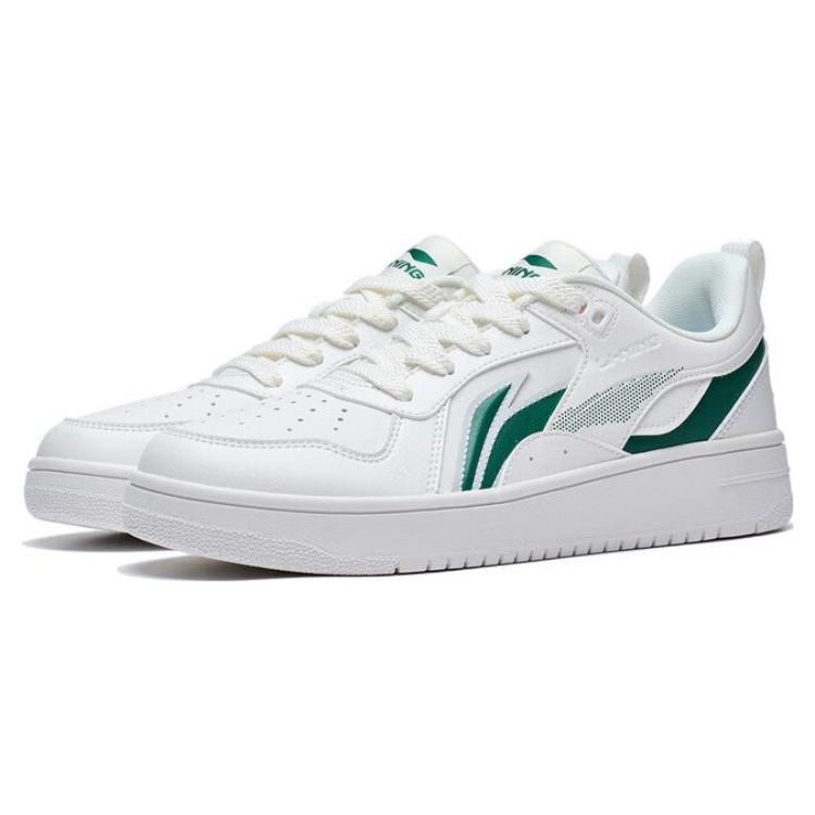 Li Ning Anti-Slip Wear-Resistant Low-Top Skate Shoes Men Sneakers White Green AGCT341-1
