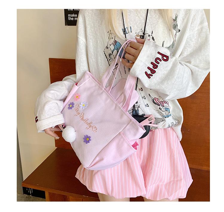 Милая холщовая сумка-тоут для ланча с кроличьими ушками и цветочной мелодией