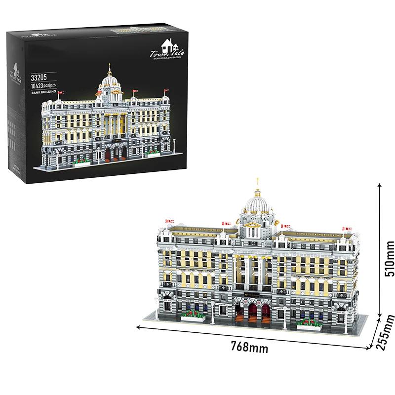 10423 ШТ. Классический Банк Строительные Блоки MOC Модель Улицы Банка Кирпичики Настольное Украшение DIY Игрушки Для Детей Праздничные Подарки