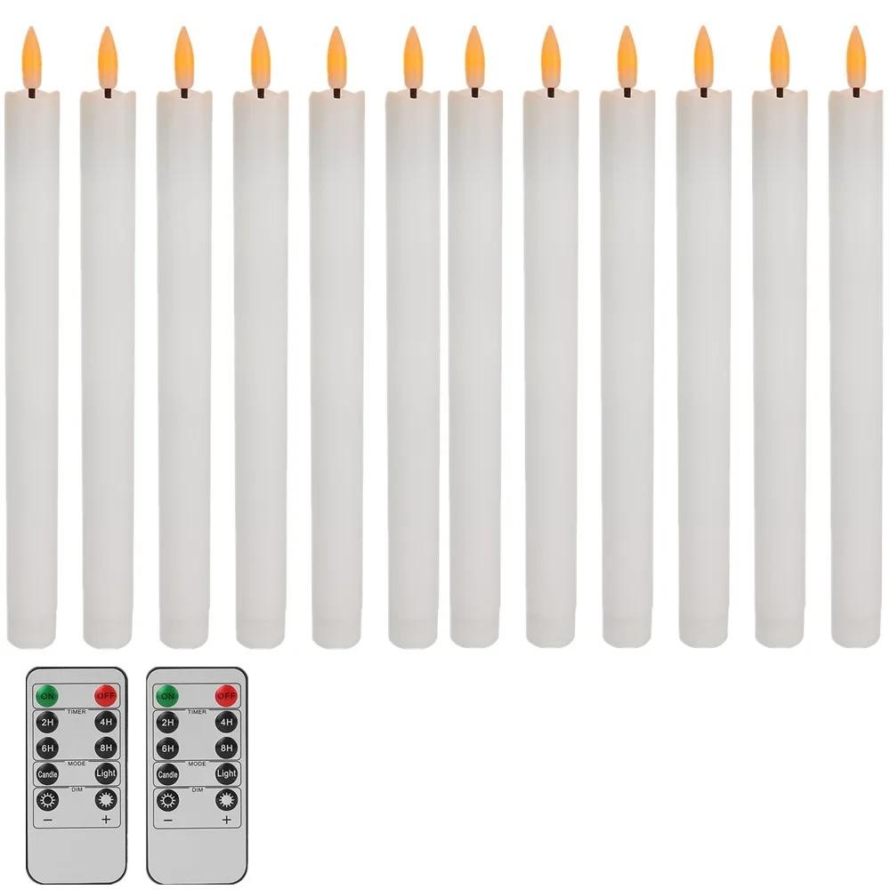 Flameless Flickering Taper Candles With/without Remote Control Timer Dimmer Battery Operated Candlesticks for Christmas Wedding