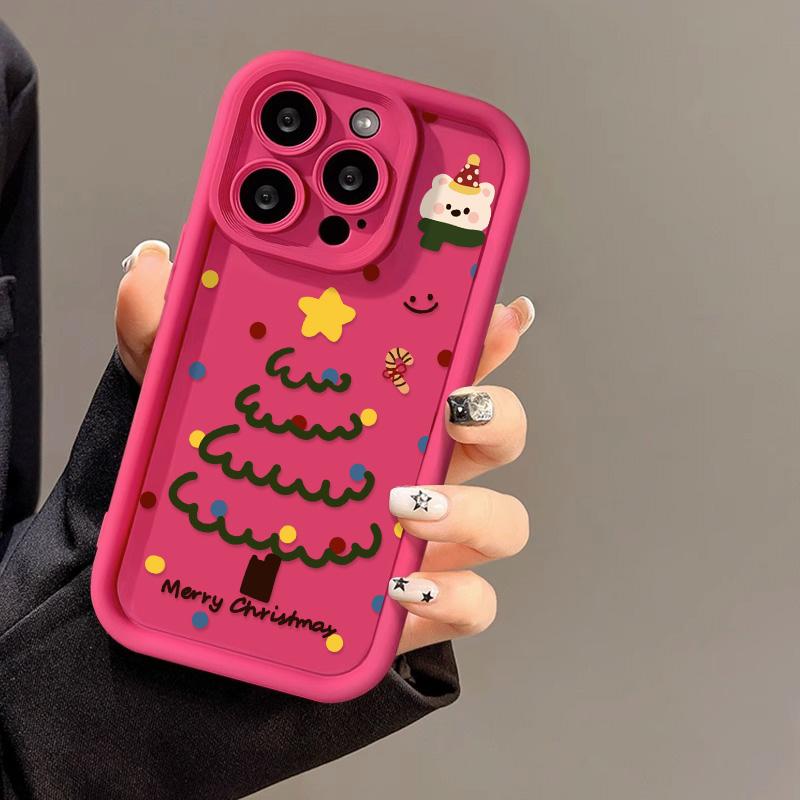 Рождественский чехол для iPhone 11 13 12 14 15 16 Pro Max XR XS Samsung A15 A55 A05 Redmi 12 13C OPPO A16 A18 Reno 11 Vivo Y17S Y12 infinix note 40