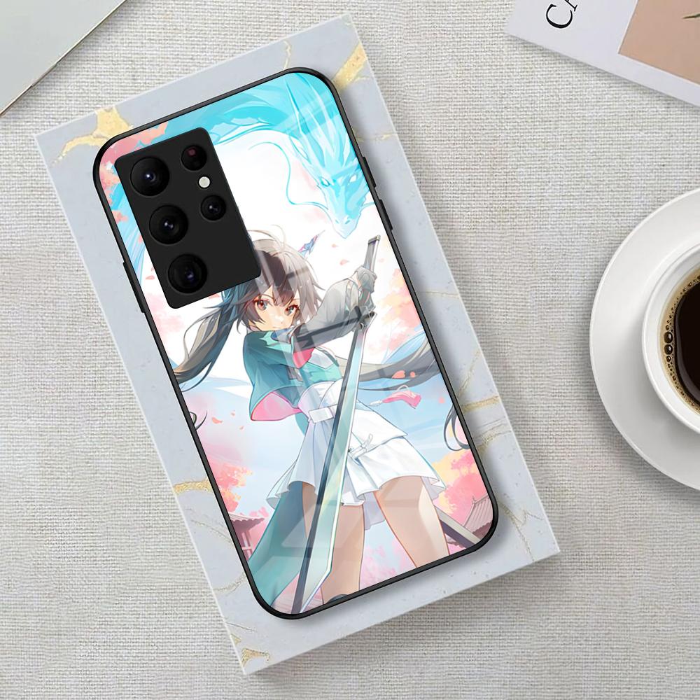 Чехол для телефона Arknights Чэнь Цяньюй для Samsung S26 S25 Edge Ultra 23 22 21 20 Ultra Plus S24 Fe Стеклянная крышка