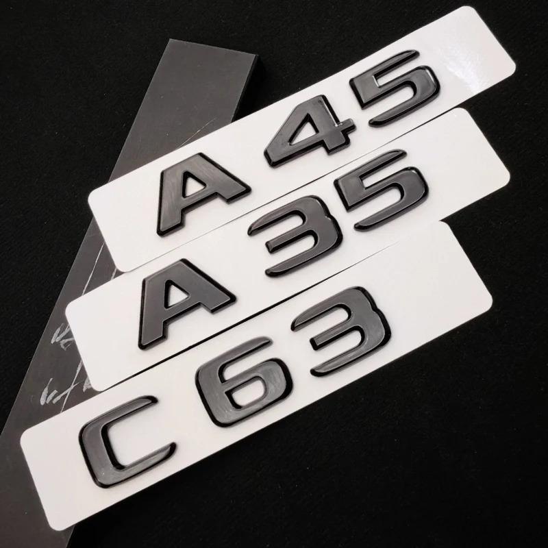 3D ABS Glossy Black A35 A45 C63 A180 S Logo Letters Badge Car Sticker Trunk Emblem For Mercedes Benz AMG W205 W177 W176 C205 AV1